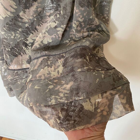 Juicy Couture Floral Shimmer Camo Spaghetti Strap Empire High Waist Dress 4 - Picture 7 of 9